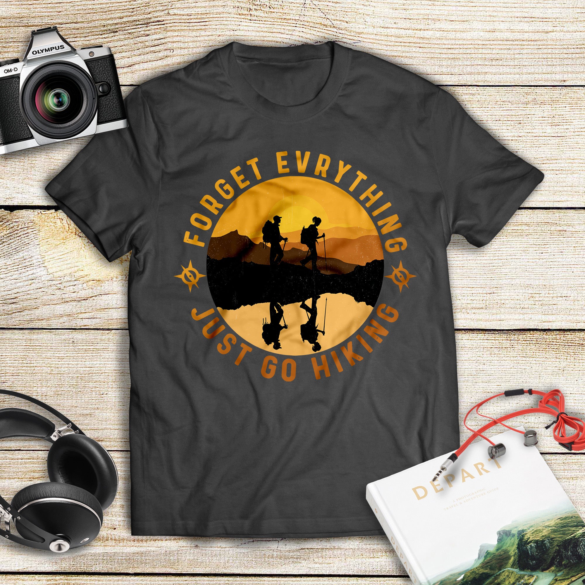 Forget Everything Just Go Hiking Vintage Retro Gift Men Women T-shirt