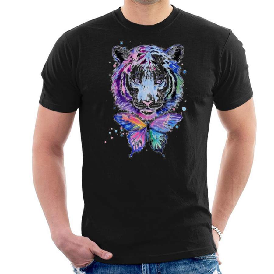 Watercolour Tiger And Butterfly Men’s T-Shirt