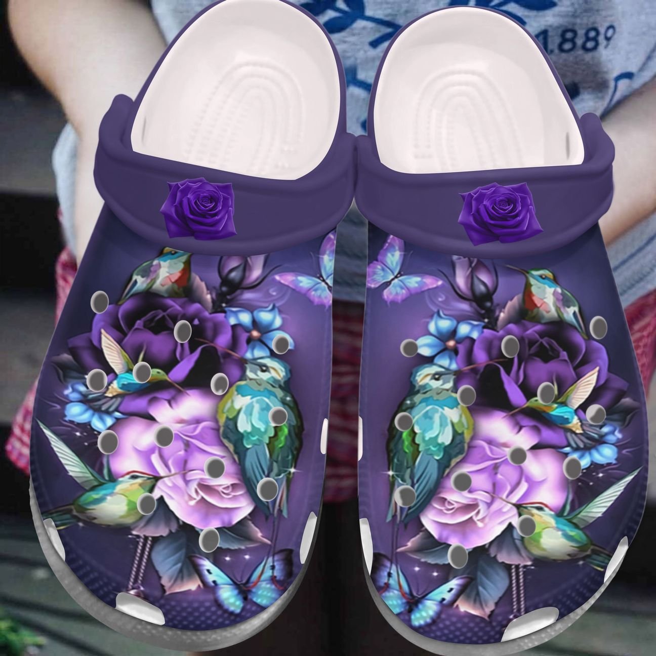 Hummingbird Personalized Clog, Custom Name, Text, Color, Number Fashion Style For Women, Men, Kid, Print 3D Purple Hummingbird