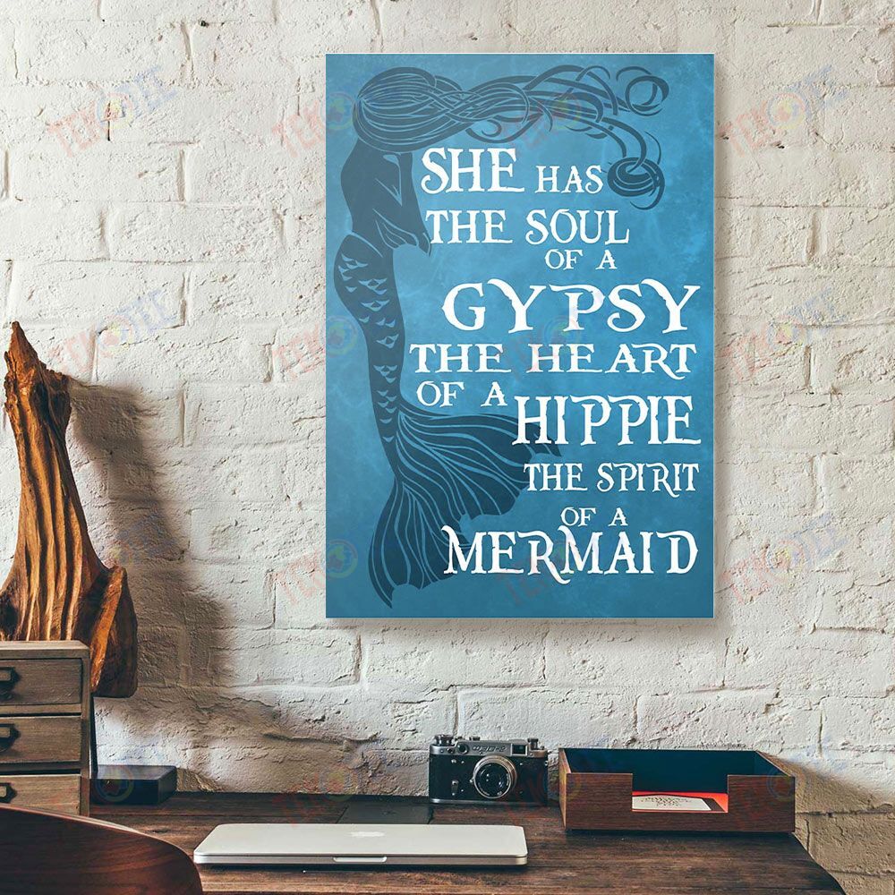 Canvas Painting She Has The Soul Of A Gypsy The Heart Of A Hippie Mermaid Canvas Home Decor Canvas