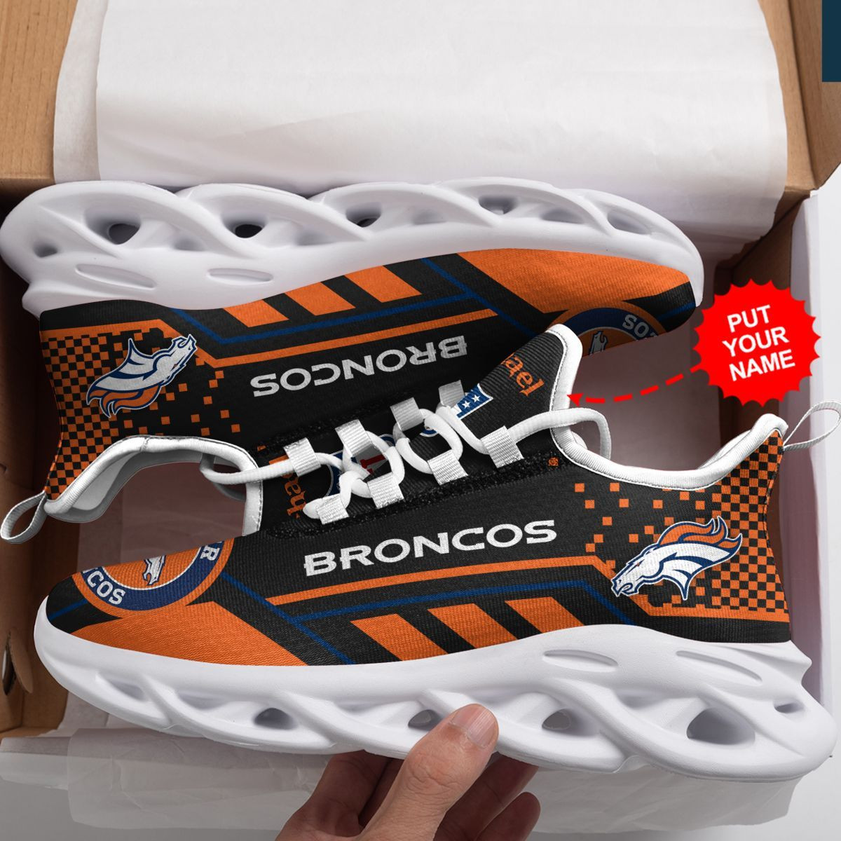 Denver Broncos Custom Name  Max Soul Sneaker Shoes For Fan