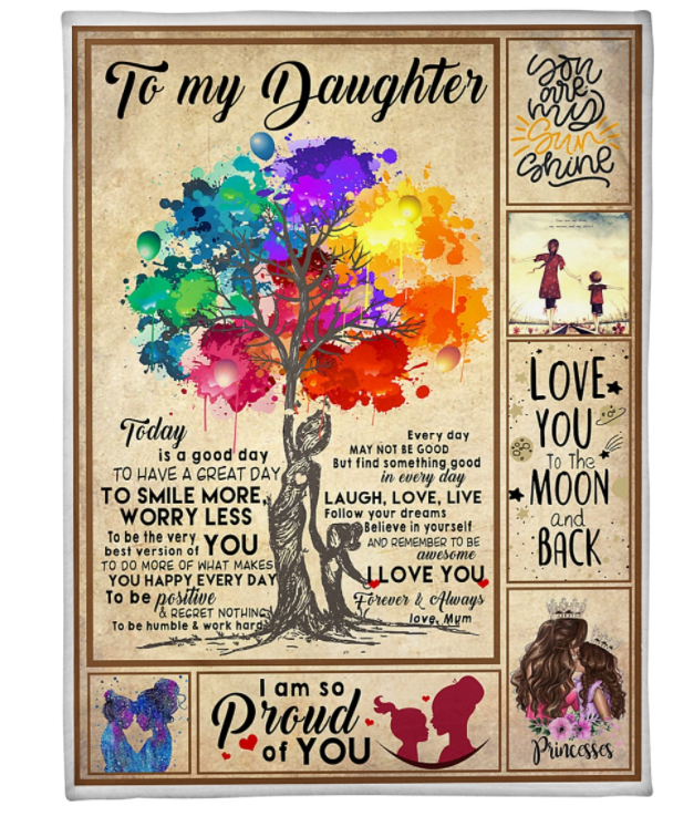 To My Daughter I’M Always With You Blanket Gift For Daughter From Mum Birthday Gift Home Decor Bedding Couch Sofa Soft And Comfy Cozy