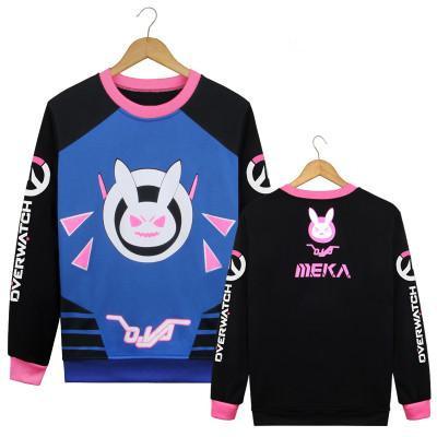 Adult Game OW Costumes D.Va DVA Mercy Pullover Hoodies & Sweatshirts Long Sleeved Rabbit Tops Cosplay