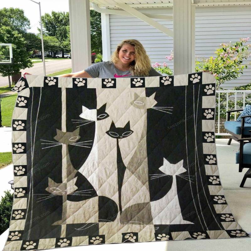 Cat Black And White Blanket TH0607 Quilt