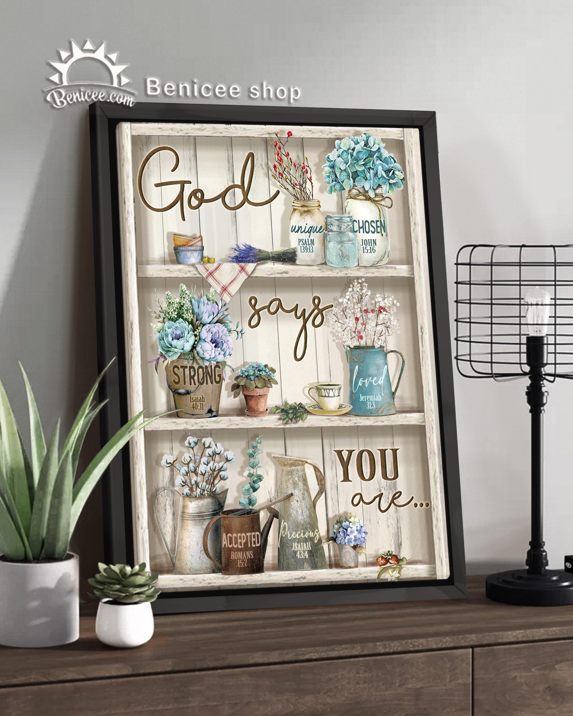 Benicee Hippie Flower Decor Framed Canvas Art God Says You Are… Top 3 Home Decor