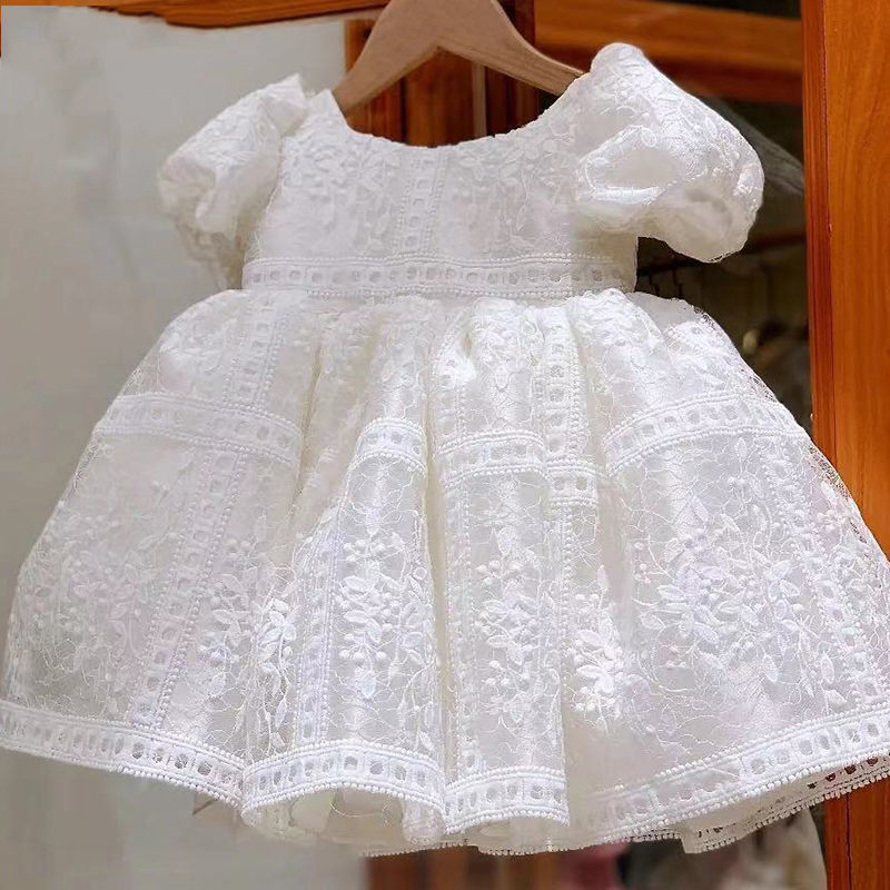 Summer Girls Clothes Embroidery Kids Dresses For Children Princess Dress Party Wedding Dress White 1-5Y alx