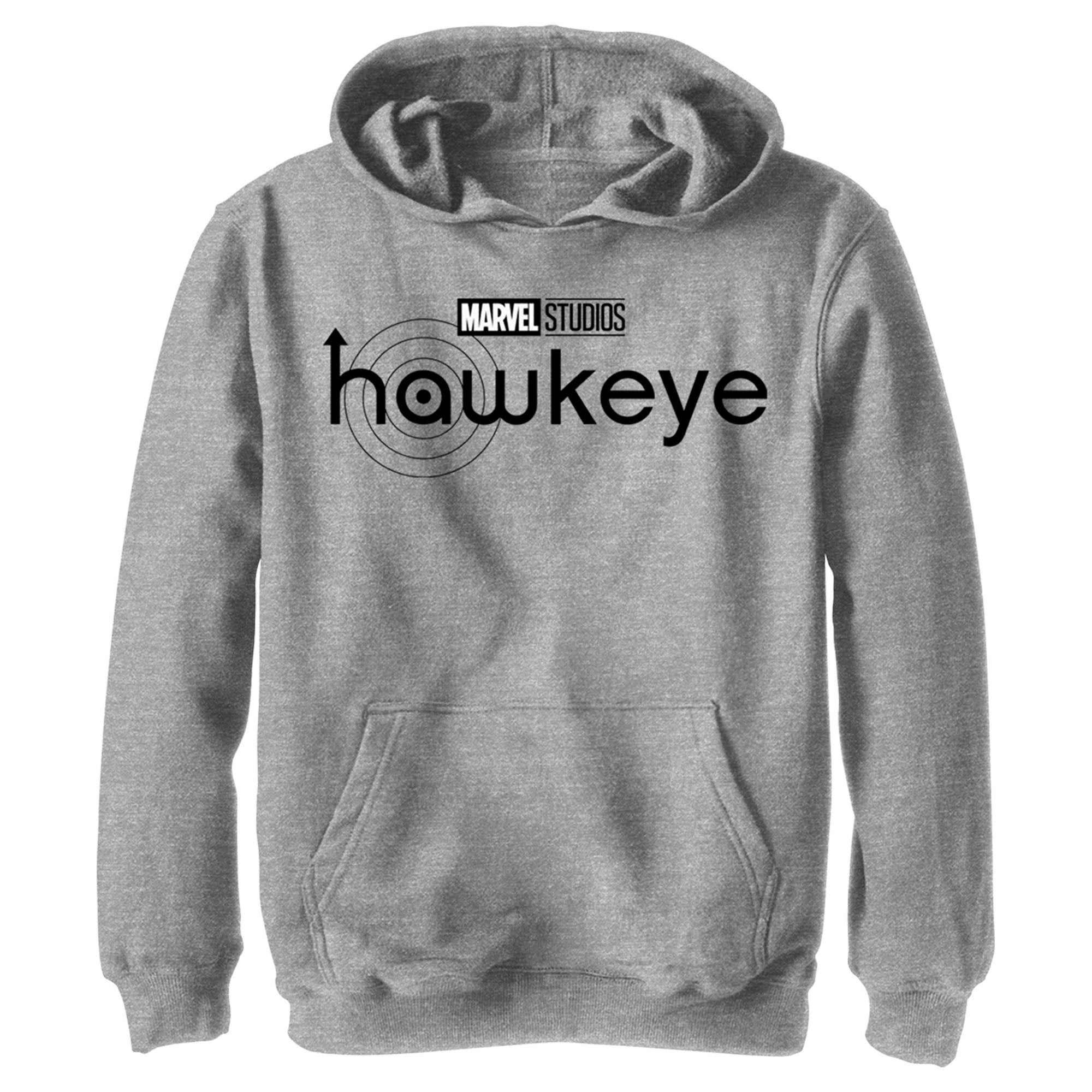 Boy’S Marvel Hawkeye Black And White Logo Pull Over Hoodie