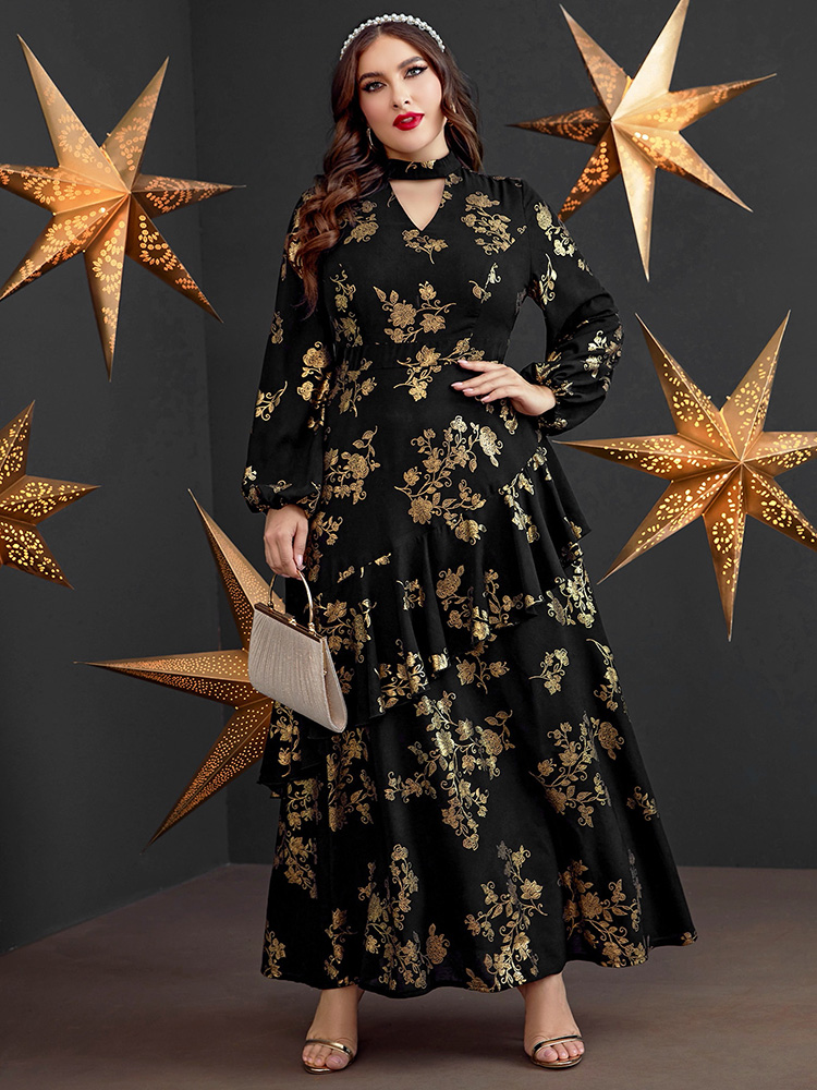 TOLEEN Women Plus Size Large Maxi Dresses 2022 Luxury Chic Elegant Long Sleeve Floral Turkey Evening Party Wedding Robe Clothing alx