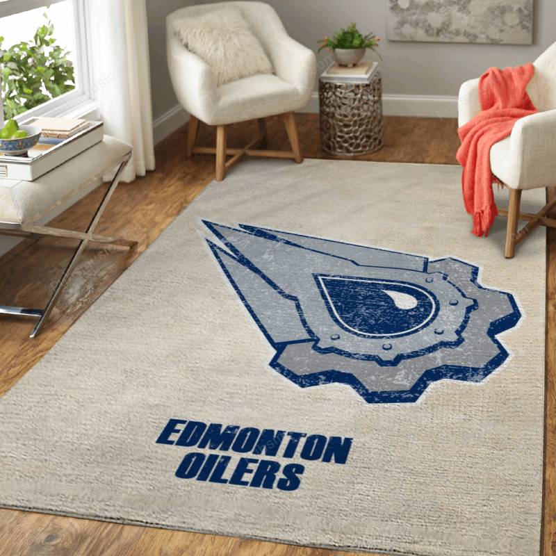 EDMONTON OILERS DROP – Distressed Sports Area Rug Carpet