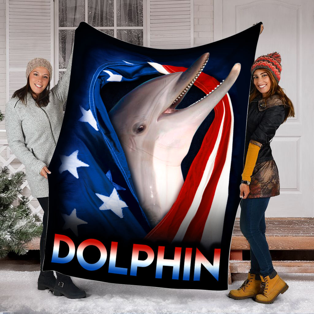 Dolphin Flag Usa Fleece Throw Blanket – Soft Throw Blanket – Best Weighted Blanket For Adults