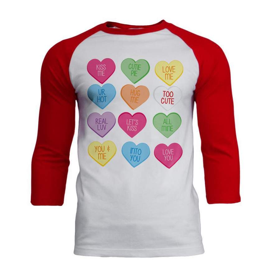 Valentine’s Day – Candy Hearts Mens Soft Raglan T Shirt