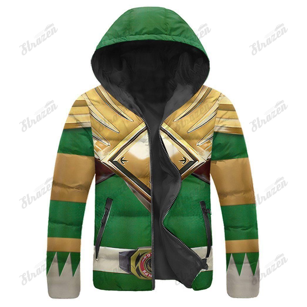 Premium 3D Mighty Morphin Green Power Rangers Custom Down Jacket Thanksgiving Day 2022 Gift