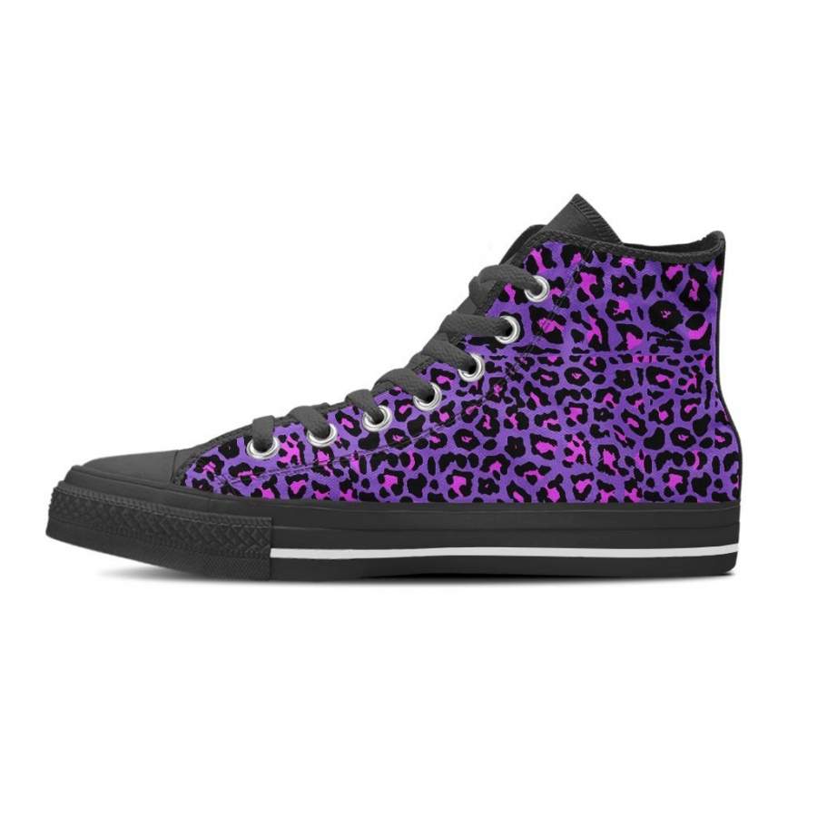 Purple Leopard Men’s High Top Shoes