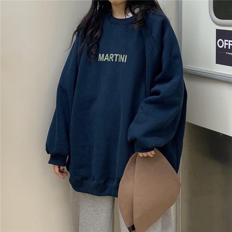 Sweatshirt Women Chic Letter High Street All-match Simple Unisex Couples Boyfriend Thicker Fall Basic Lady Clothing Long Sleeve alx