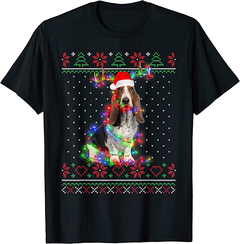 Basset Hound Dog Ugly Sweater Christmas Puppy Dog Lover T-Shirt