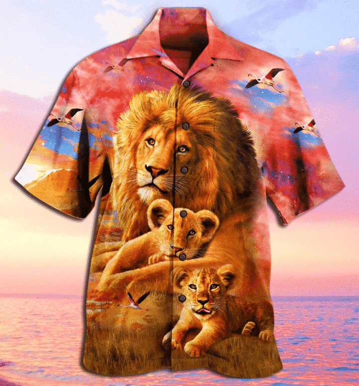 Waybackapparel Lion Family 3D Hawaiian Shirt