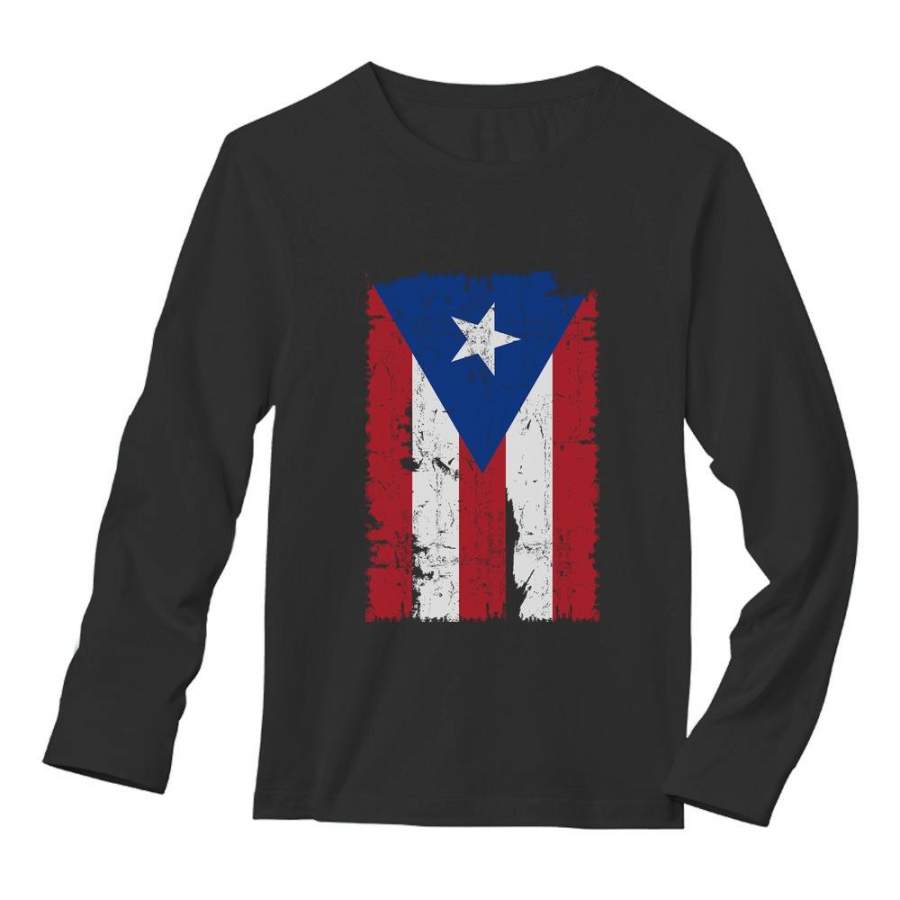 Vintage Distressed Puerto Rico Flag Long Sleeve T-Shirt