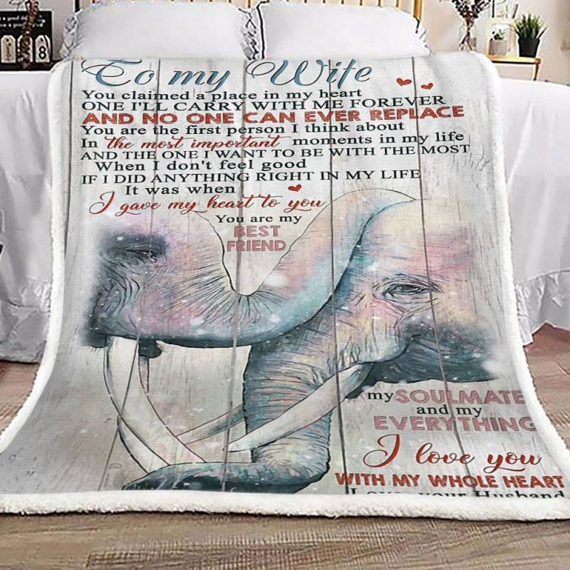 Elephants To My Wife CL16110194MDF Sherpa Fleece Blanket