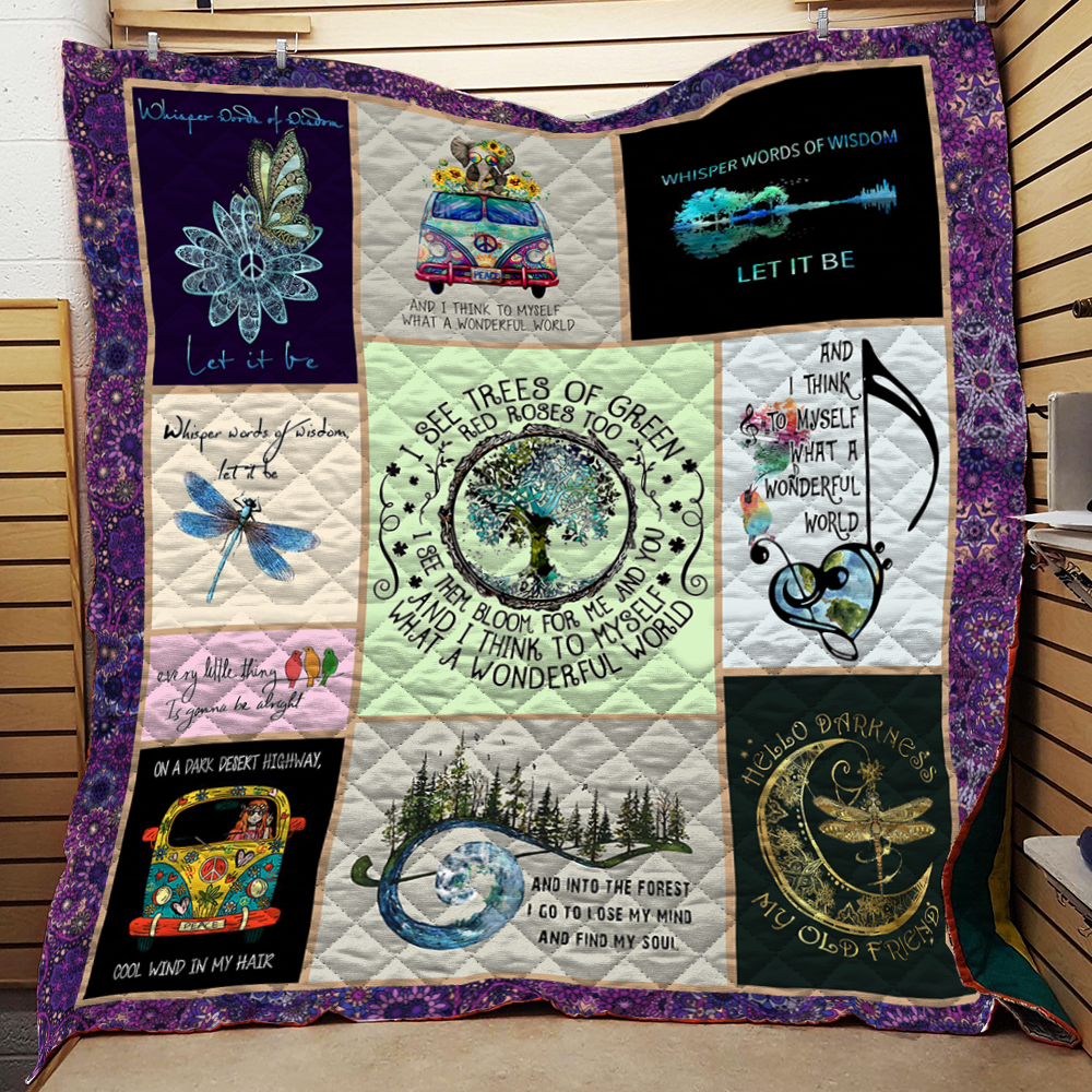 Let It Be Hippie Quilt Blanket