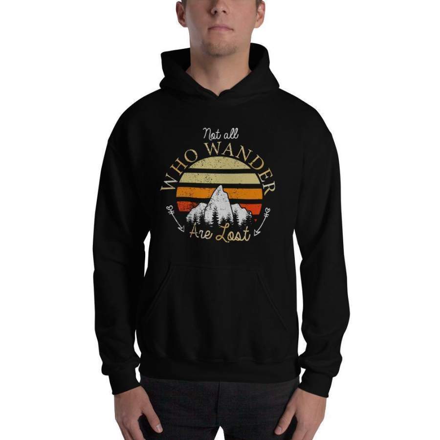 Not All Who Wander Are Lost Gradient Mountain Gold Hooded Sweatshirt – TeeEver