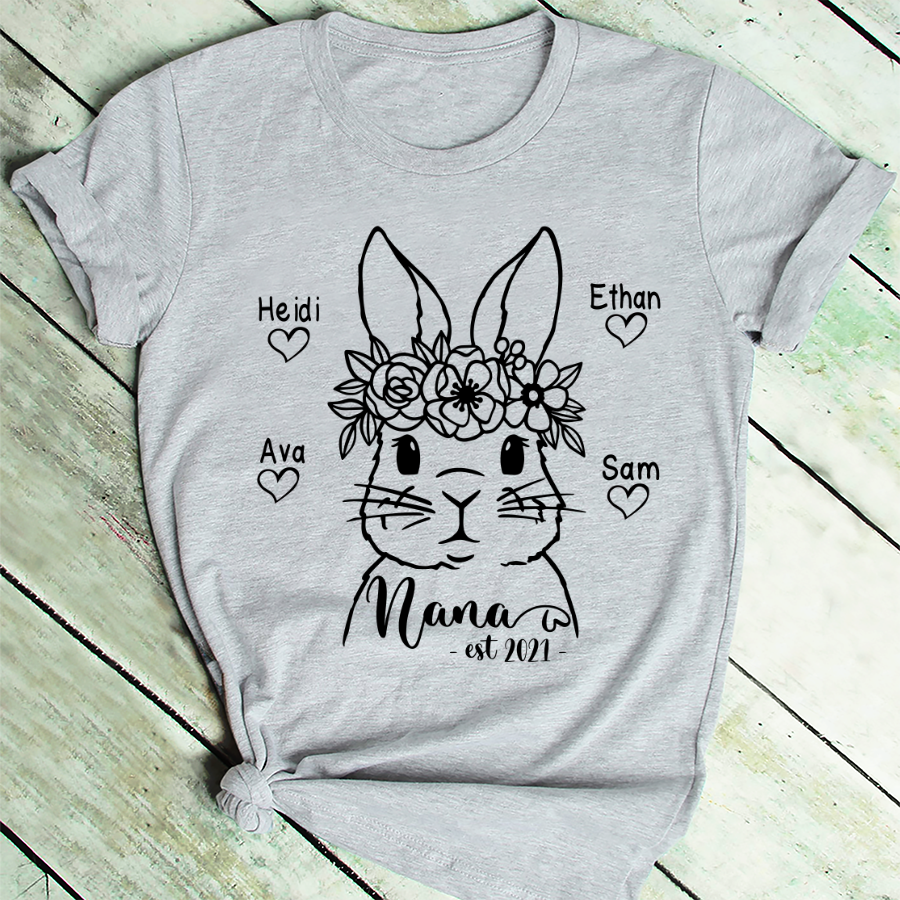 Personalized Nana Est Bunny Flower Easter T-Shirt