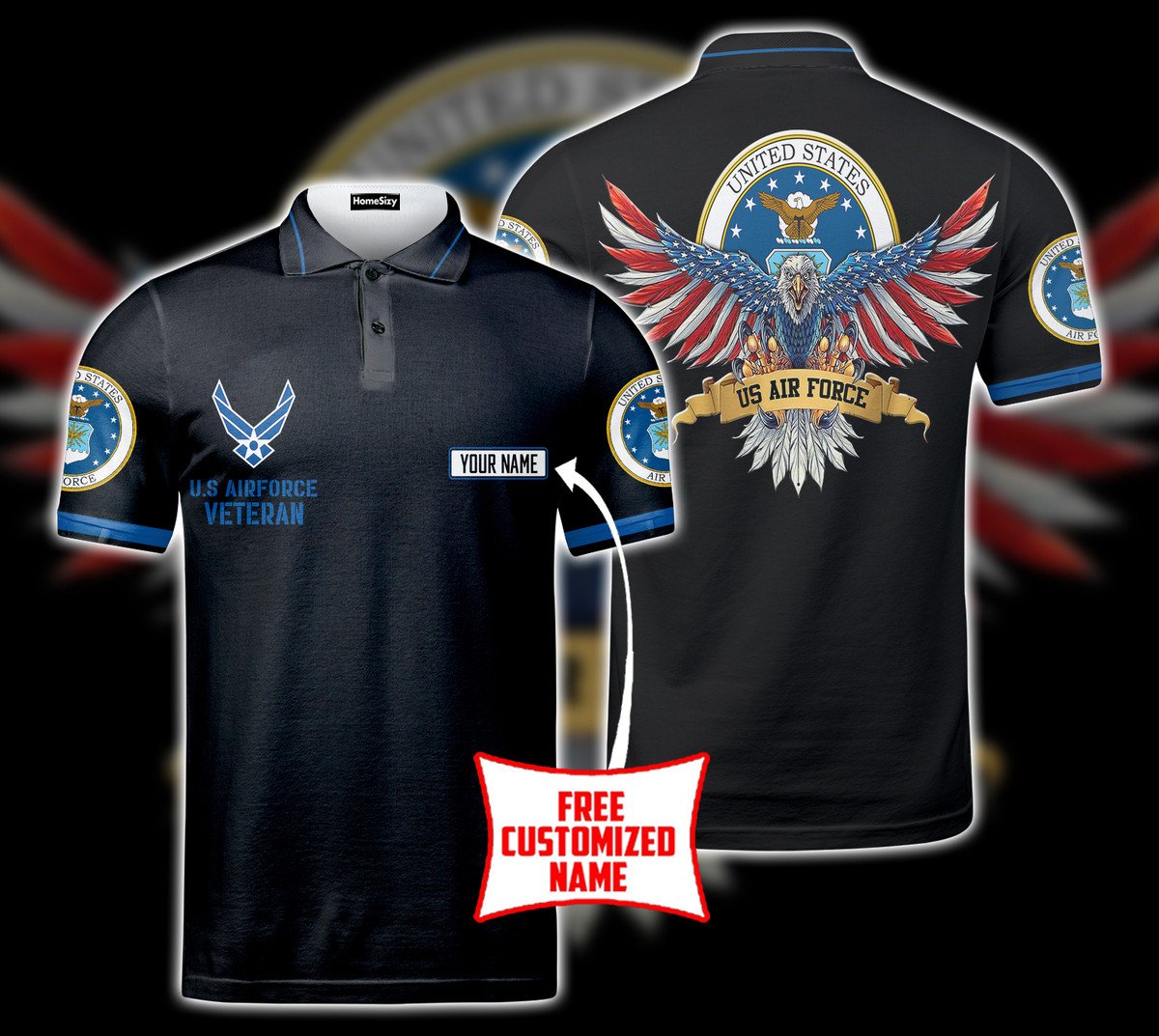 Personalized Custom Name 3D Us Airforce Veteran Ver1 Polo Shirts Qt301232La