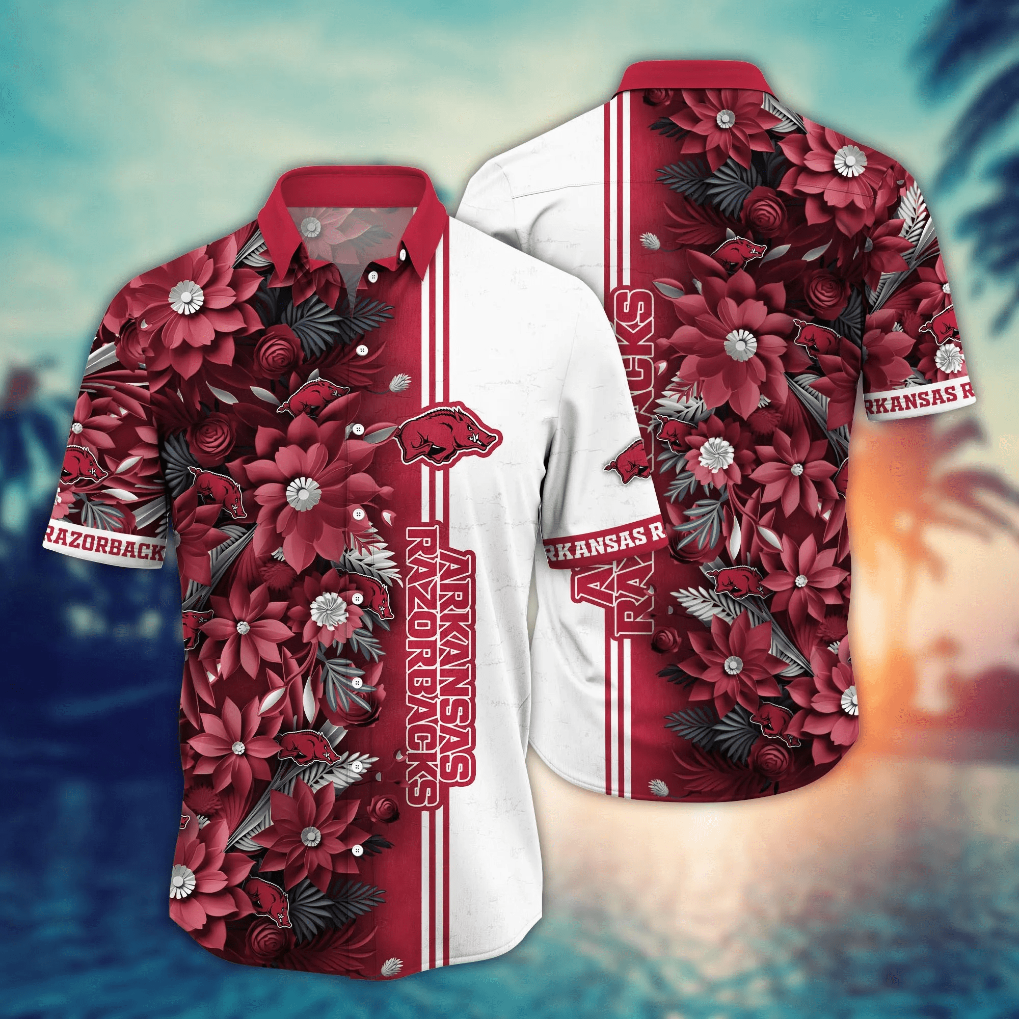 Arkansas Razorbacks NCCA Hawaiian Shirt Custom Sunscreen Aloha Shirt