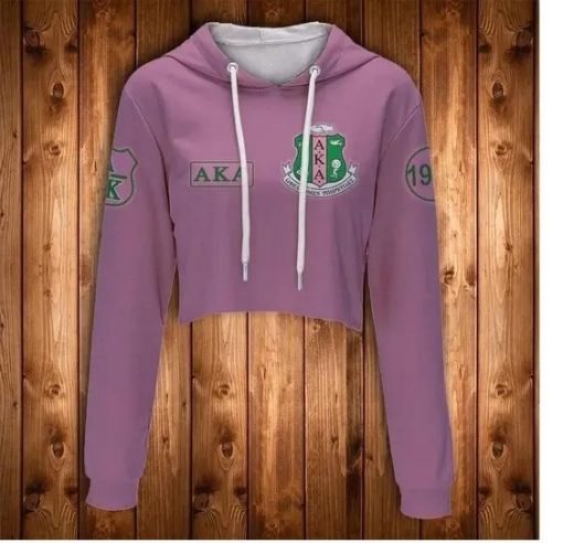 Alpha Kappa Alpha Sorority 1908 Sisterhood Pink Crop Top Hoodie