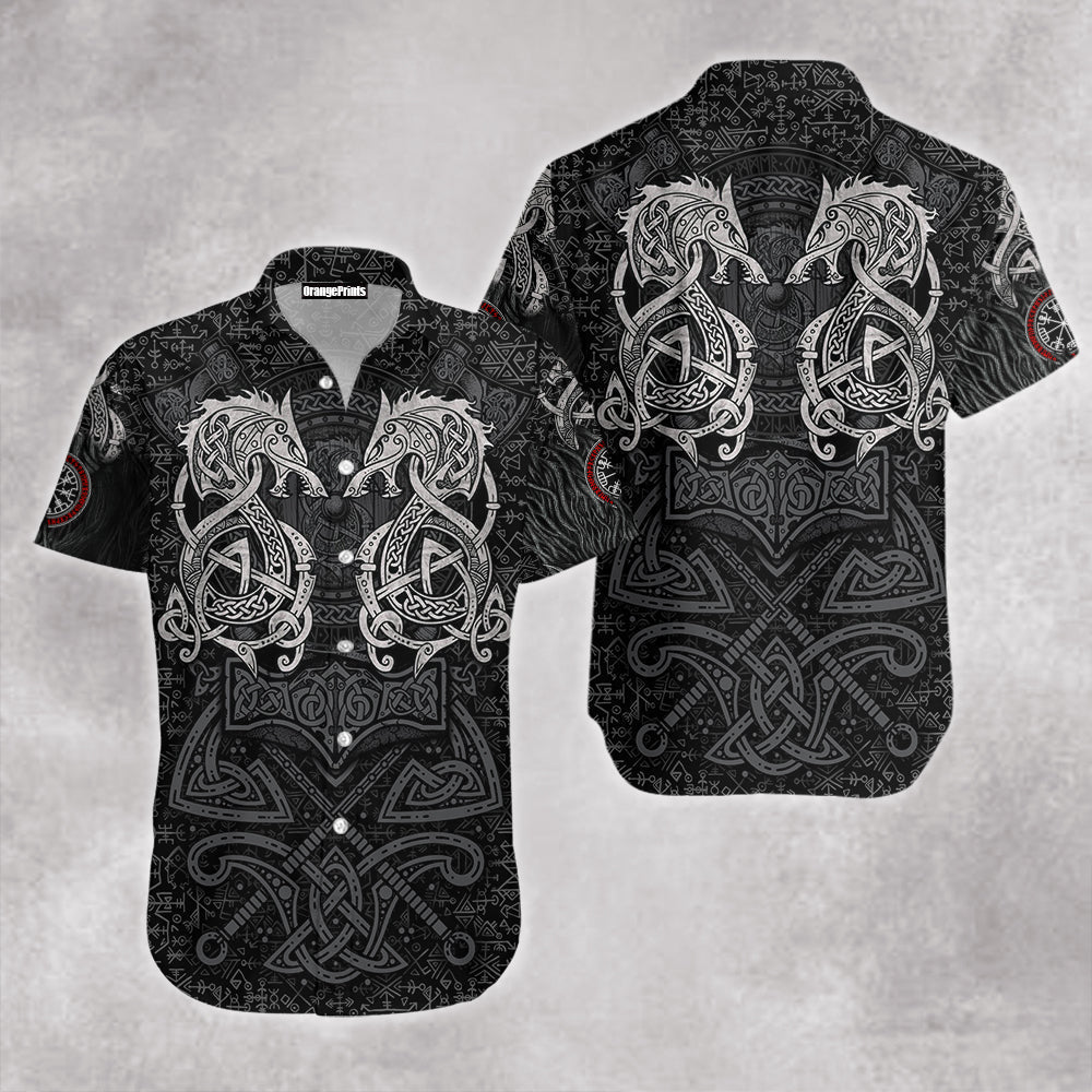 White Fenrir Wolf Viking Aloha Hawaii Shirts For Men Women Ha100427