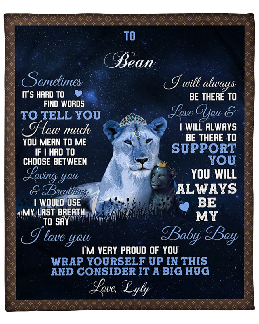 Tmarc Tee To My Son From Mom Love Lion – Personalized Fleece Blanket