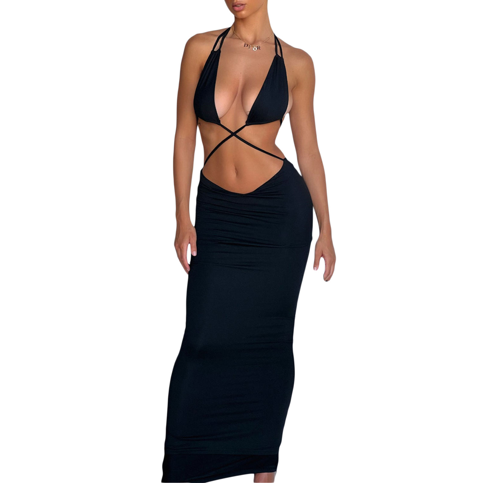 Women s Sexy See Through 2 Piece Long Skirt Sets Sleeveless Crop Tops and Y2K Skirt Set for Party Club Beachwear alx