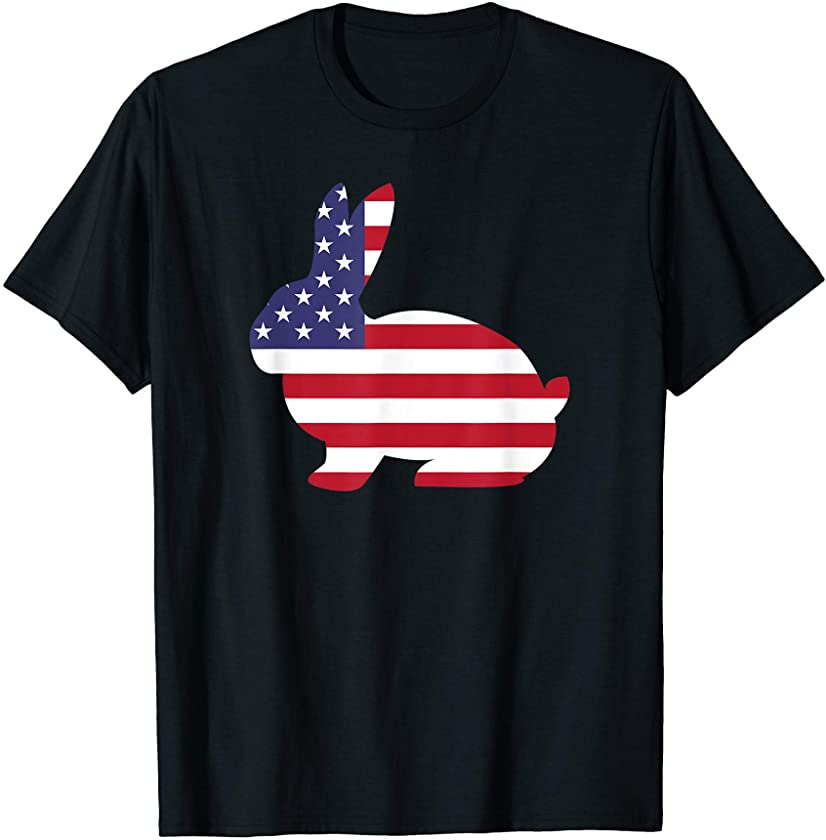 Bunny Rabbit American Flag Shirt Funny 4th July USA America