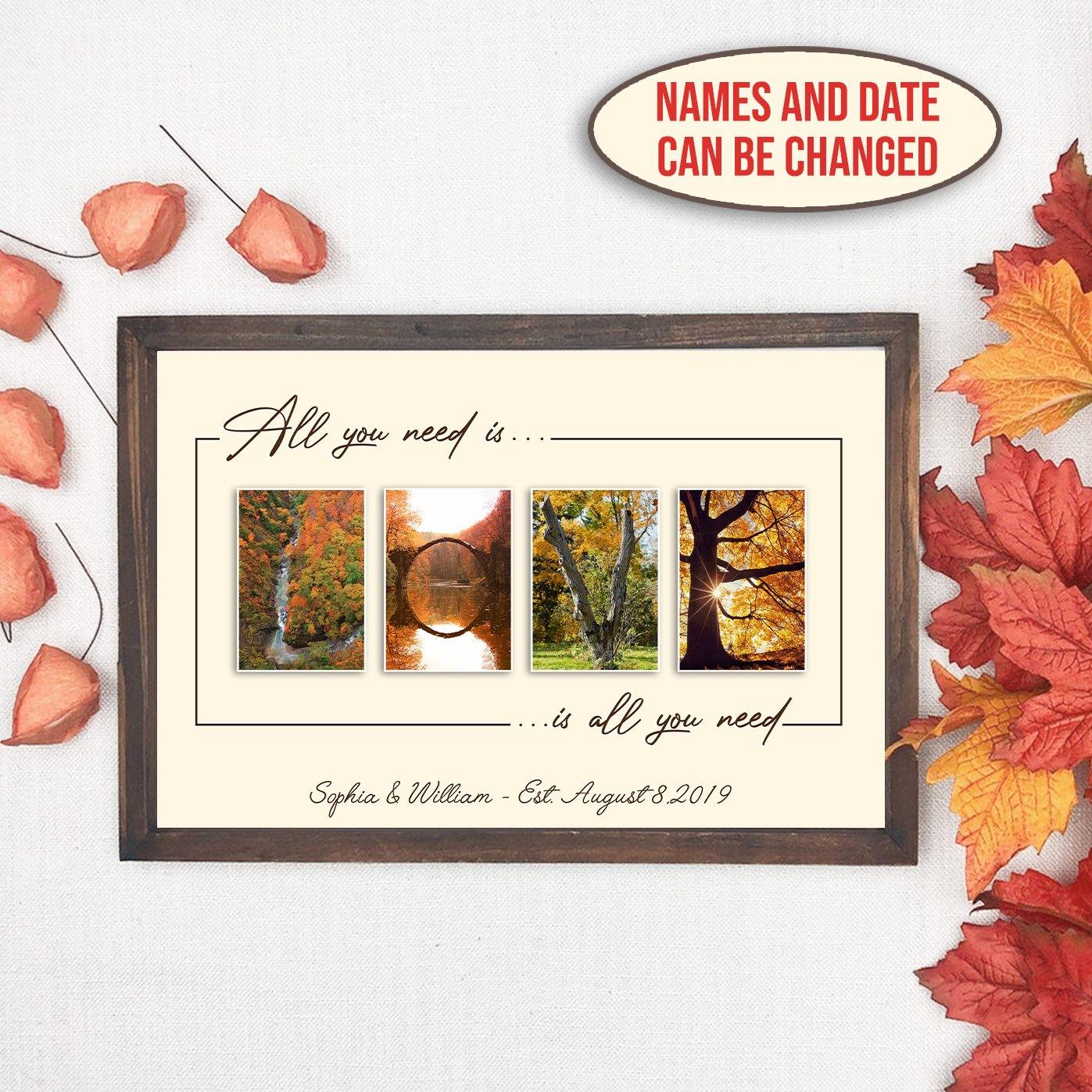 Love Is All You Need Autumn Personalized Poster For Couple