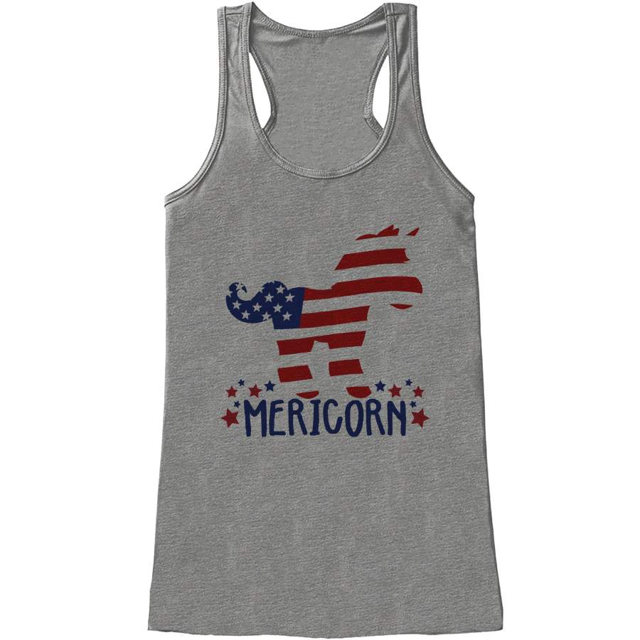 Women’s 4th of July Shirt – Mericorn – Grey Tank Top – Funny Unicorn Fourth of July Shirt – American Pride Tank – Patriotic Independence Day