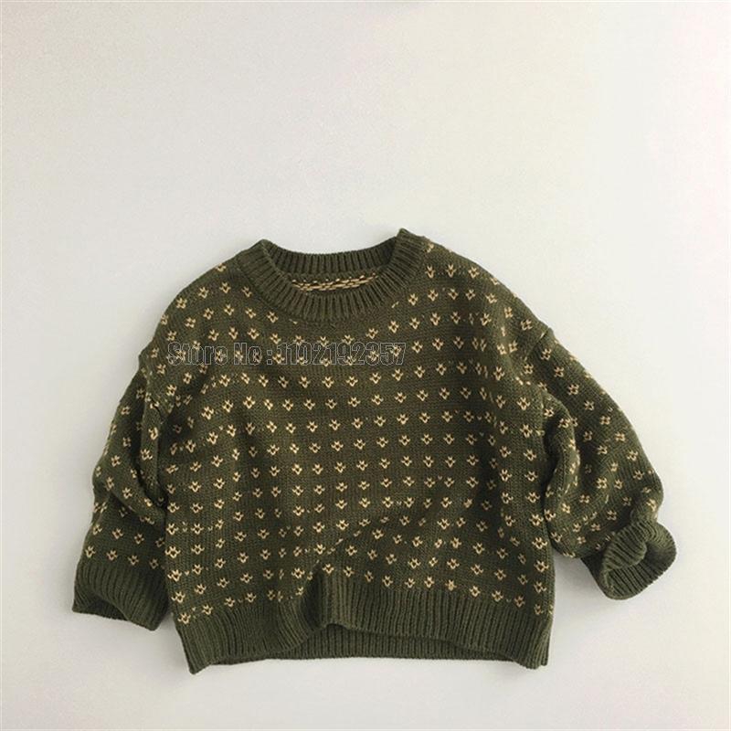 Autumn Kids Boys Sweaters Brief Style Knitting Girls Pullover Floral Clothes alx