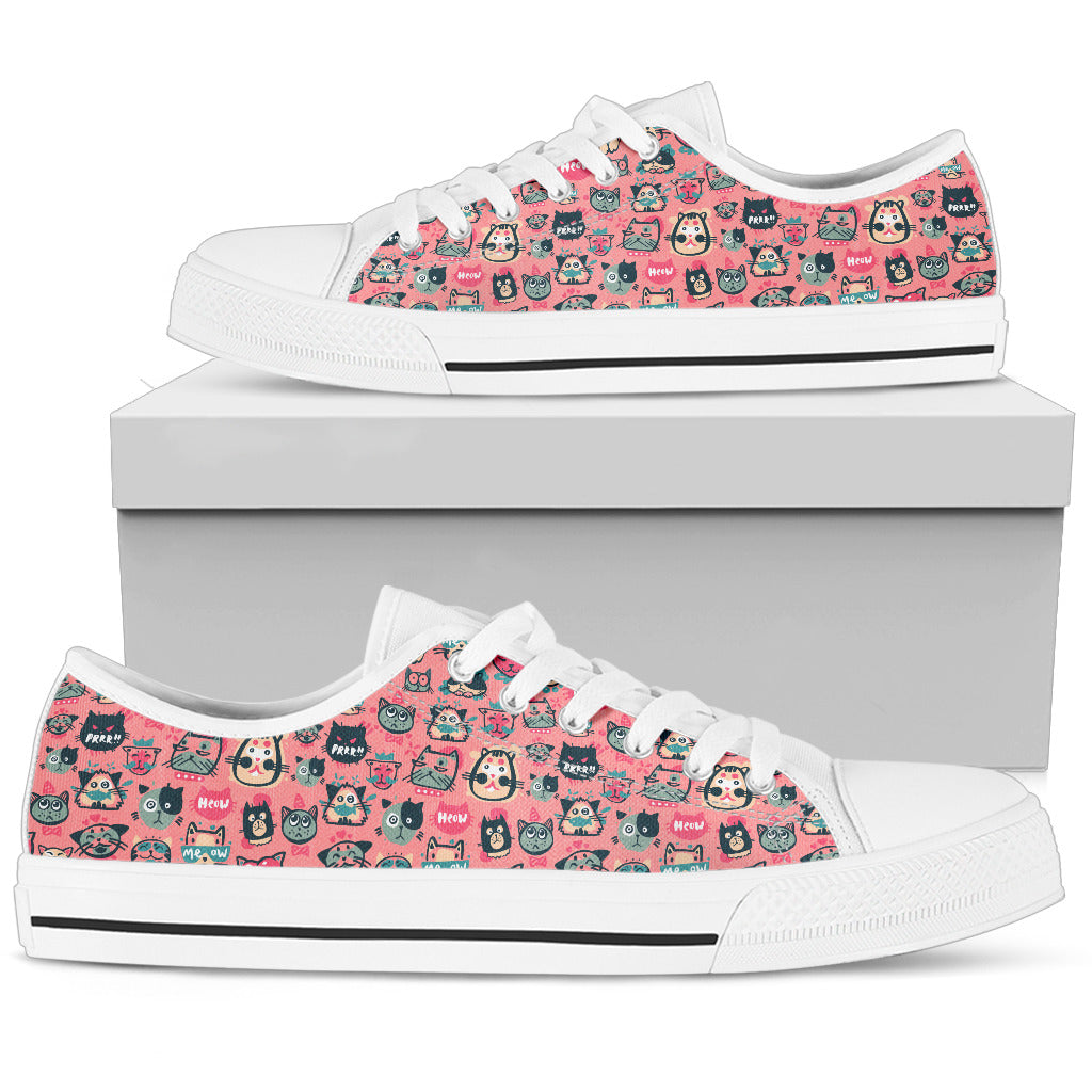 Pink Meow Cat Lo Top Shoes
