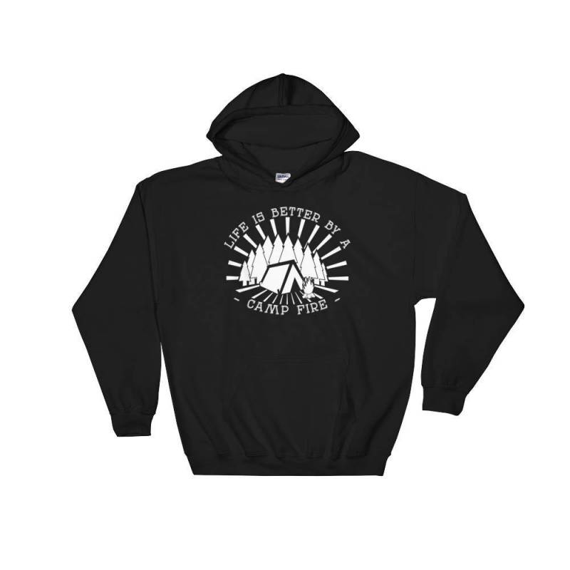 Life Is Better By A Campfire Retro Hooded Sweatshirt| Hoodie Gift | Retro Vintage Hipster Travel Mens Womens Sweatshirt