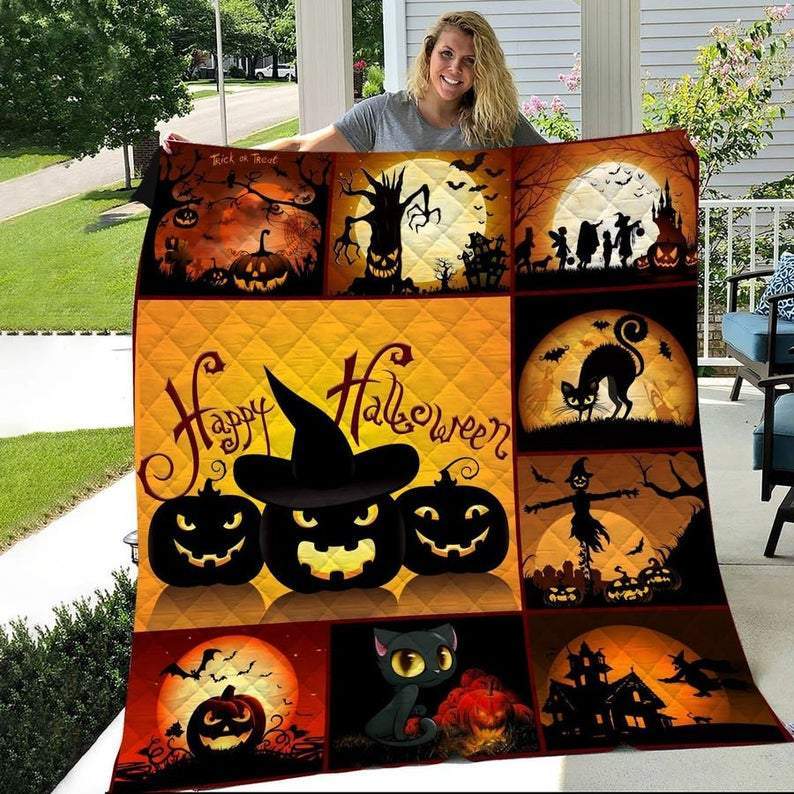 Halloween Pumpkin Fleece Blanket – Quilt Blanket