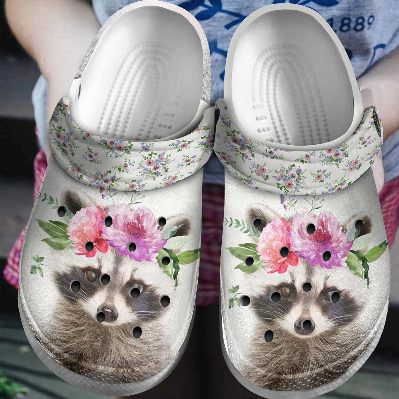 Raccoon Personalized Clog, Custom Name, Text, Color, Number Fashion Style For Women, Men, Kid, Print 3D Floral Raccoon