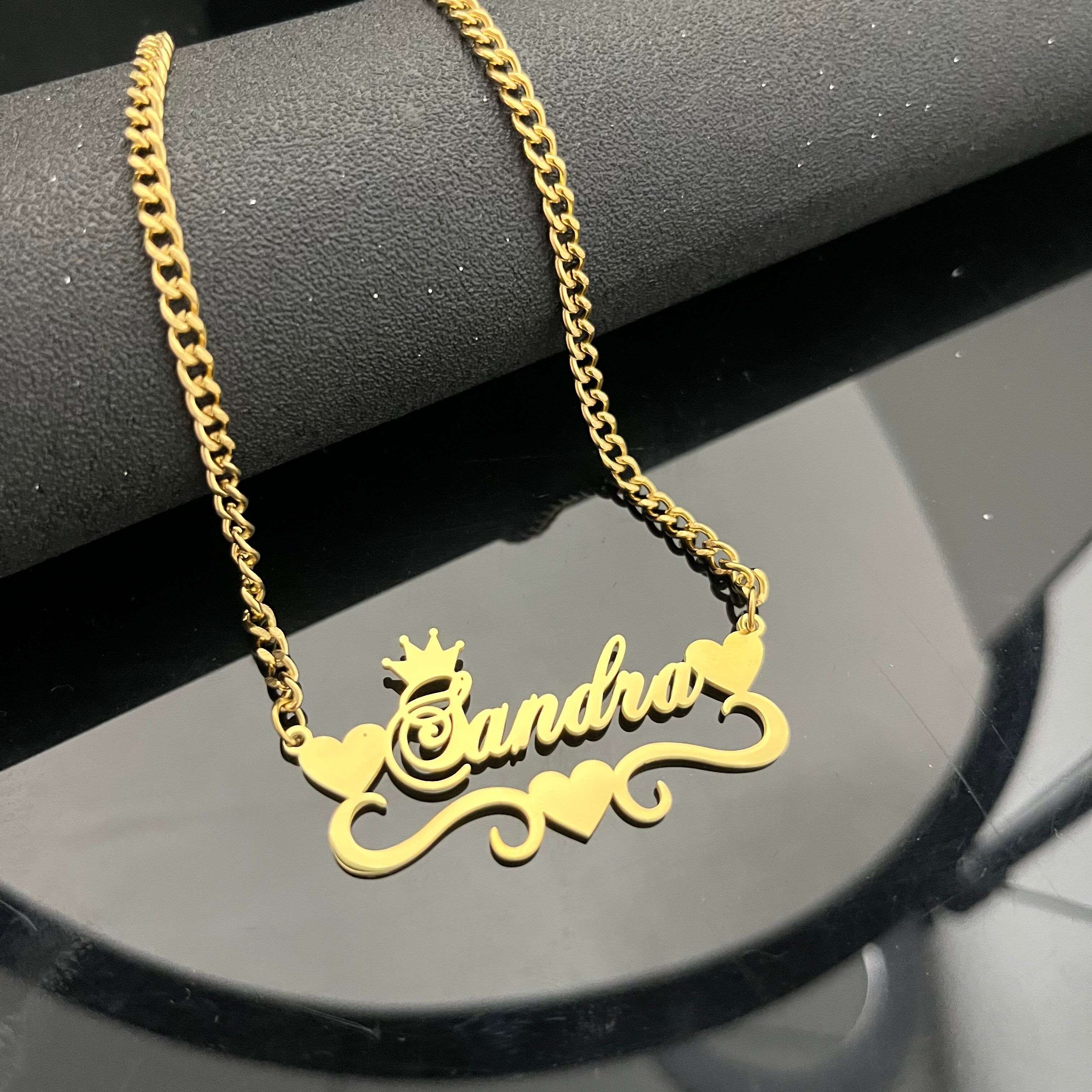 VishowCo Custom Old English Necklace For Women Stainless Steel Gold Choker Cuban Chain Personalized Name Necklace For Men Gift alx