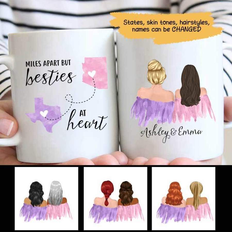 Long Distance Besties At Heart Personalized Mug