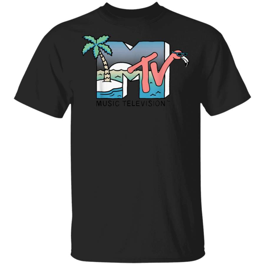 MTV Beach Island Flamingo Logo Vintage Graphic T-Shirt