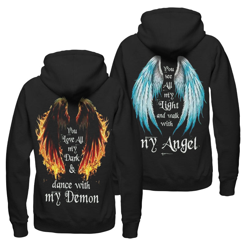 My Demon And My Angel Hoodie, Demon Angel Couple Hoodie, Couple Hoodie, Demon Angel Hoodie, Husband Wife Hoodie, Unisex Sweater, Sweatshirt