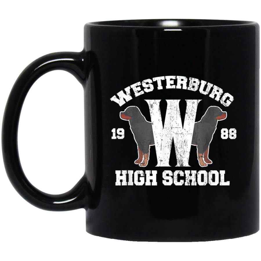 Retro 80’s Westerburg High School Rottweiler Vintage Style Black Mug