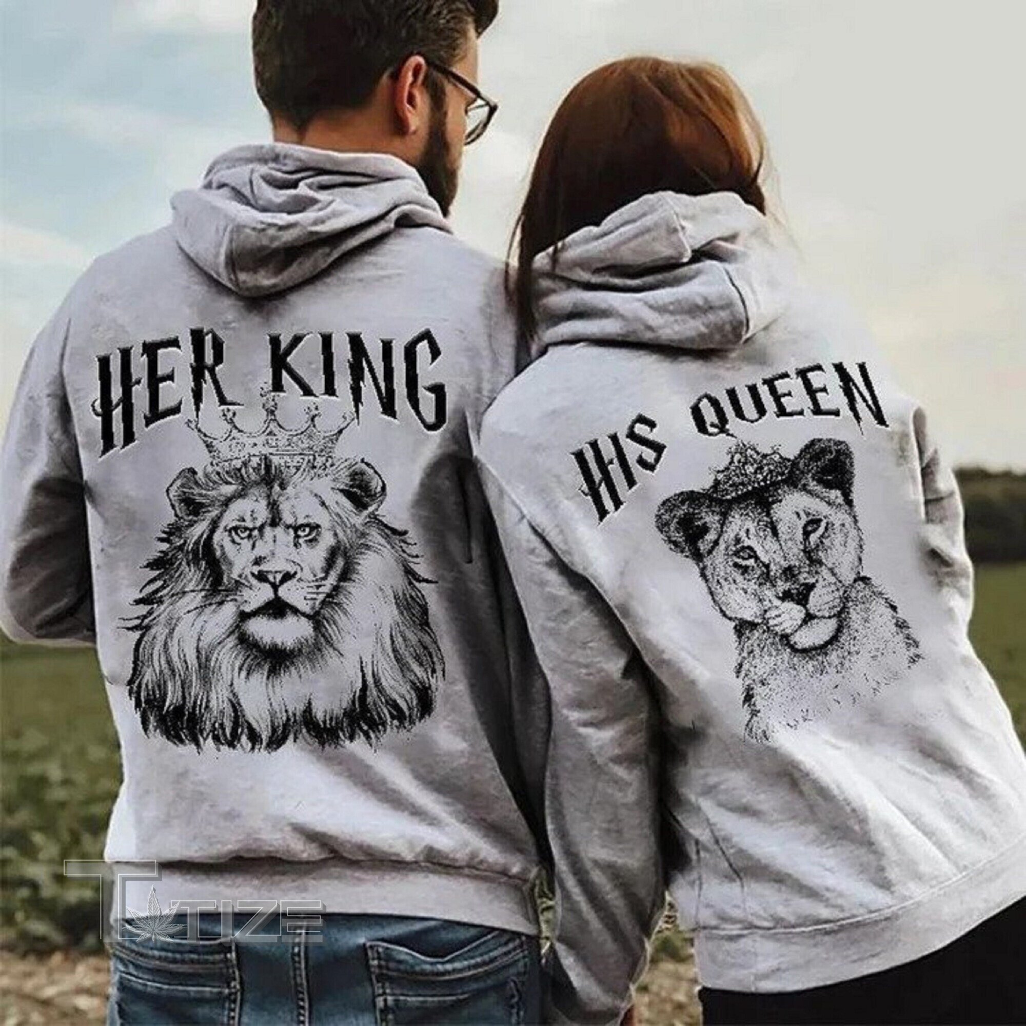 Valentine 2023 Personalized Her King His Queen Lion Hoodie His And Her Graphic Unisex T Shirt, Sweatshirt, Hoodie Size S – 5Xl