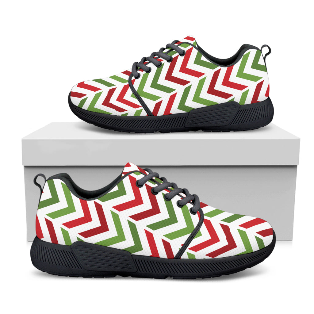 Zigzag Merry Christmas Pattern Print Black Athletic Shoes