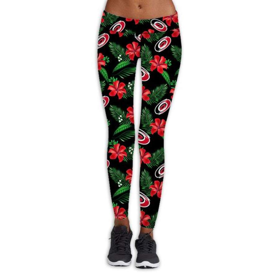 Carolina Hurricanes Flower Print Leggings