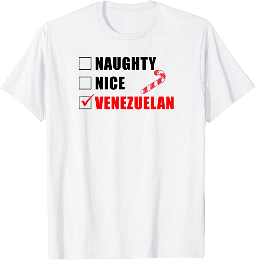 Naughty Nice Venezuelan Candy Cane Christmas Santa List T-Shirt