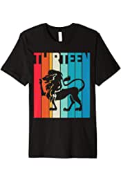 13th Birthday Leo Lion Zodiac Retro Girl Boy 13 years old Premium T-Shirt