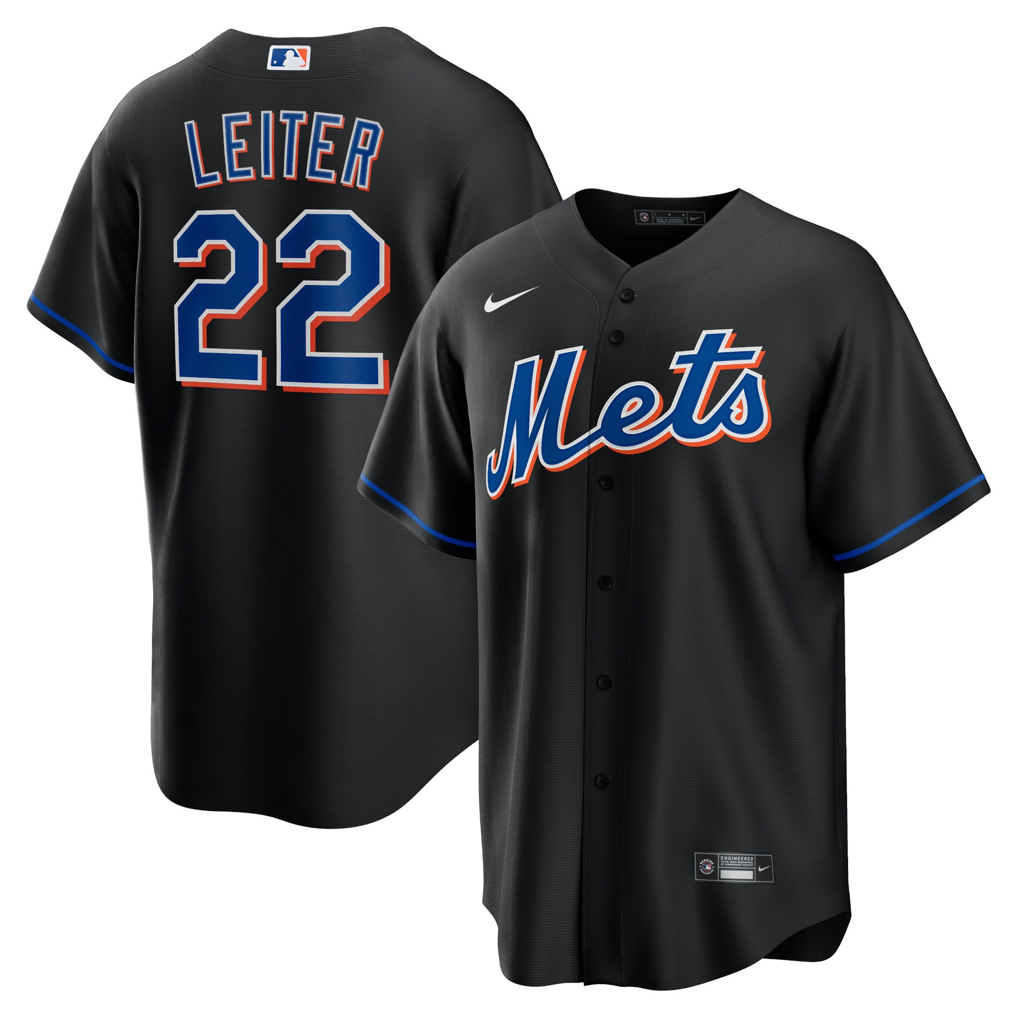 Al Leiter New York Mets 2022 Alternate Replica Player Jersey – Black MLB